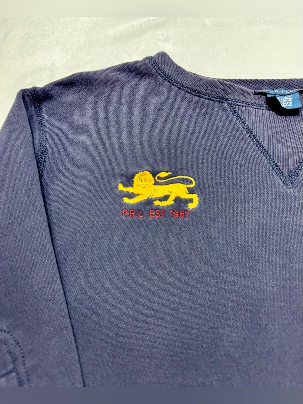 Ralph Lauren Boy’s Navy Fleece Crewneck Pullover Sweatshirt Embroidered Logo